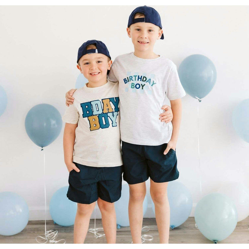 Birthday Boy Checker Short Sleeve T-Shirt - Ash