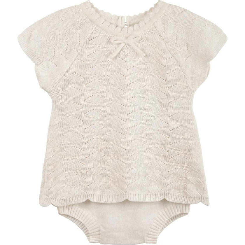 Girls Lacy Knit Set Ivory