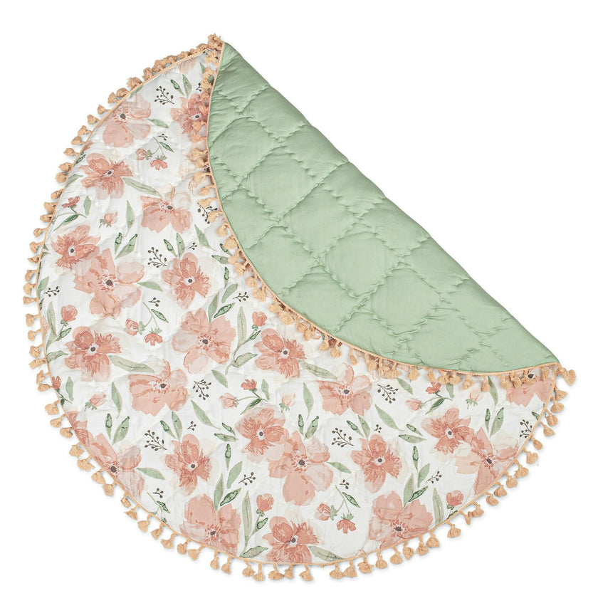 Parker Pink Floral Cotton Quilted Baby Play Mat
