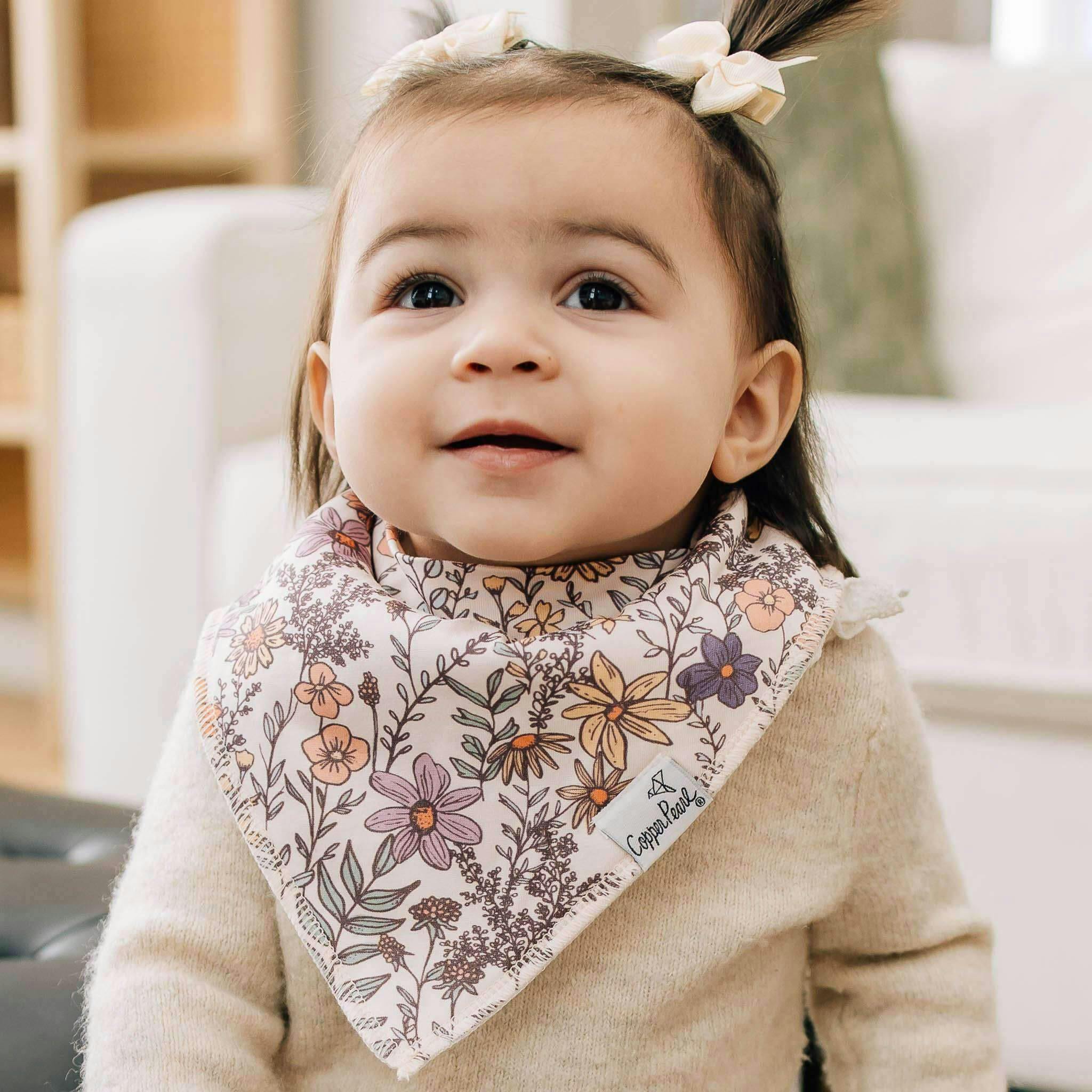 4 Pack Baby Bandana Bibs - Flora