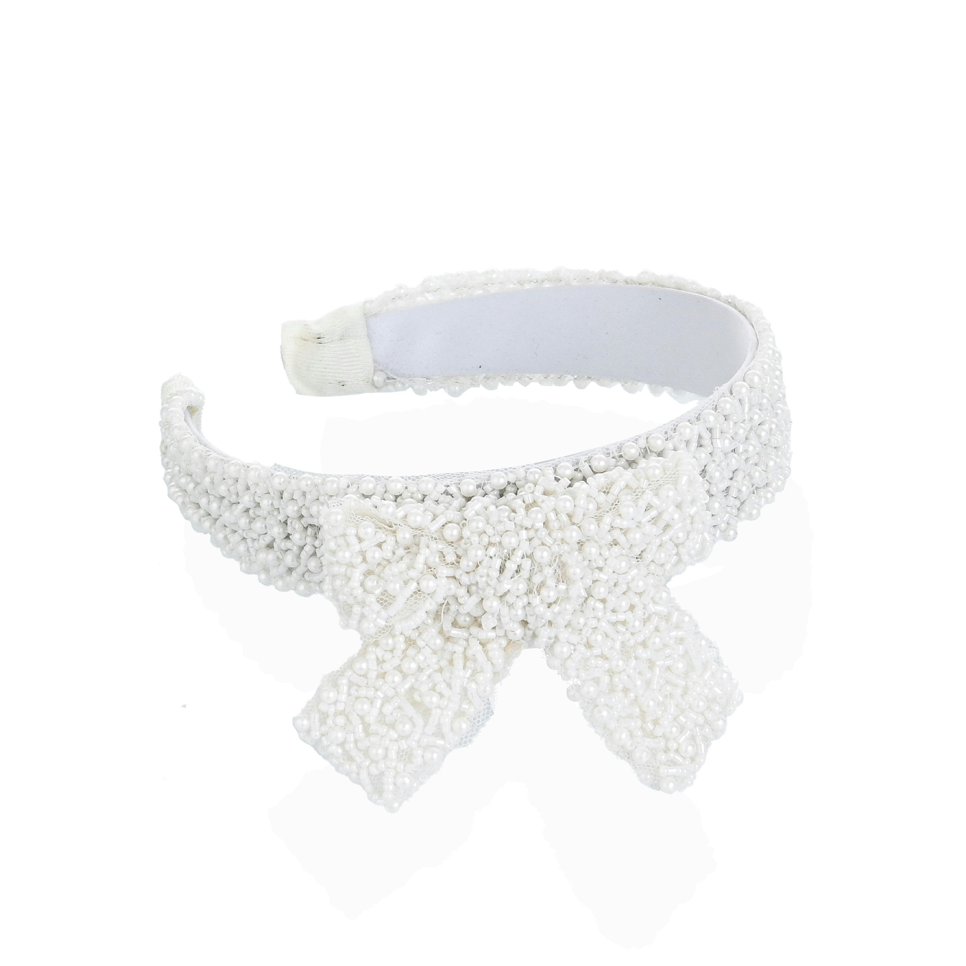 White Pearl Bow Headband