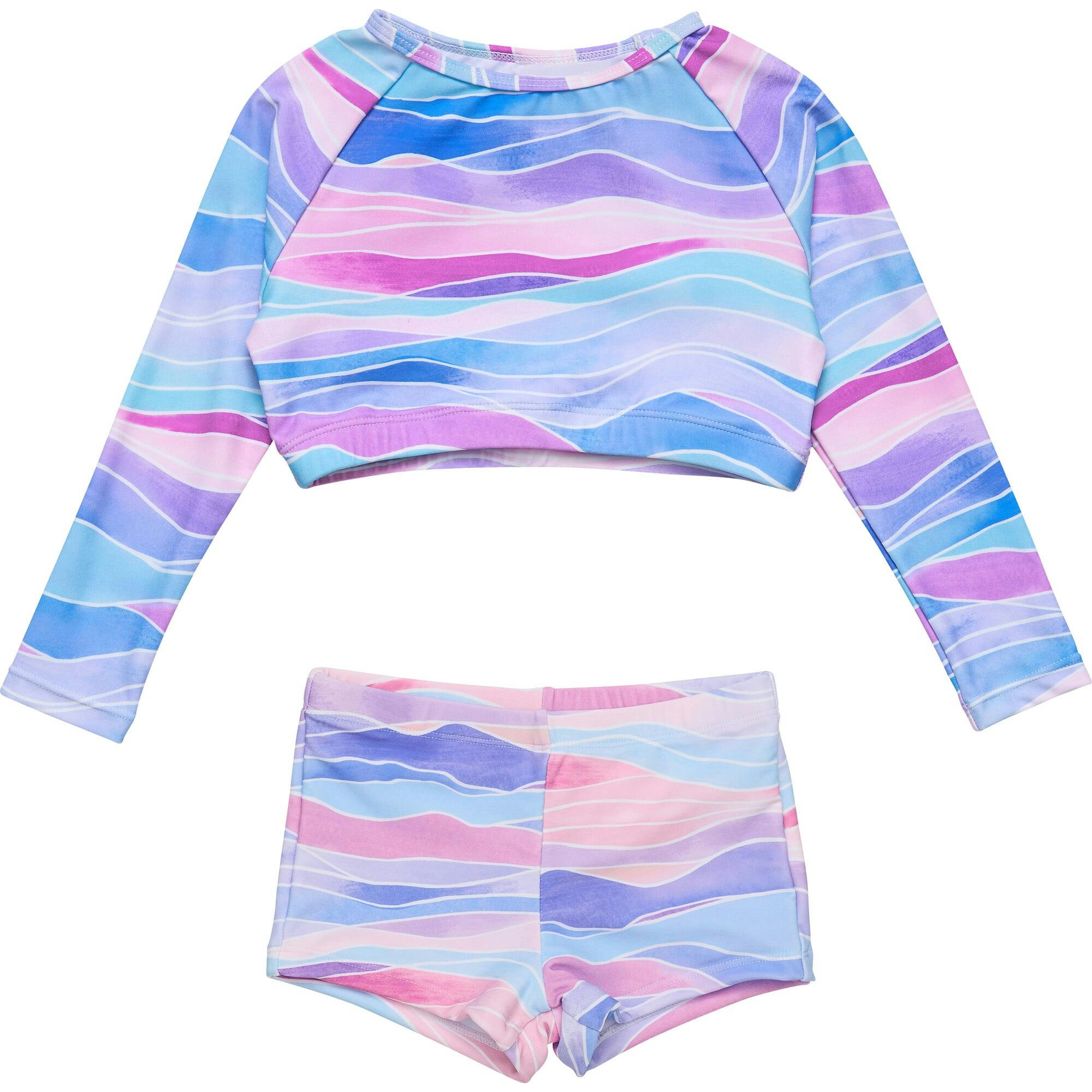 Water Hues Crop LS Rash Top Set