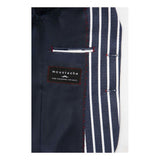 Navy Striped Embroidered Blazer