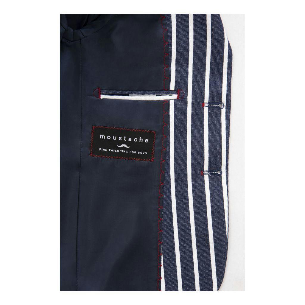 Navy Striped Embroidered Blazer