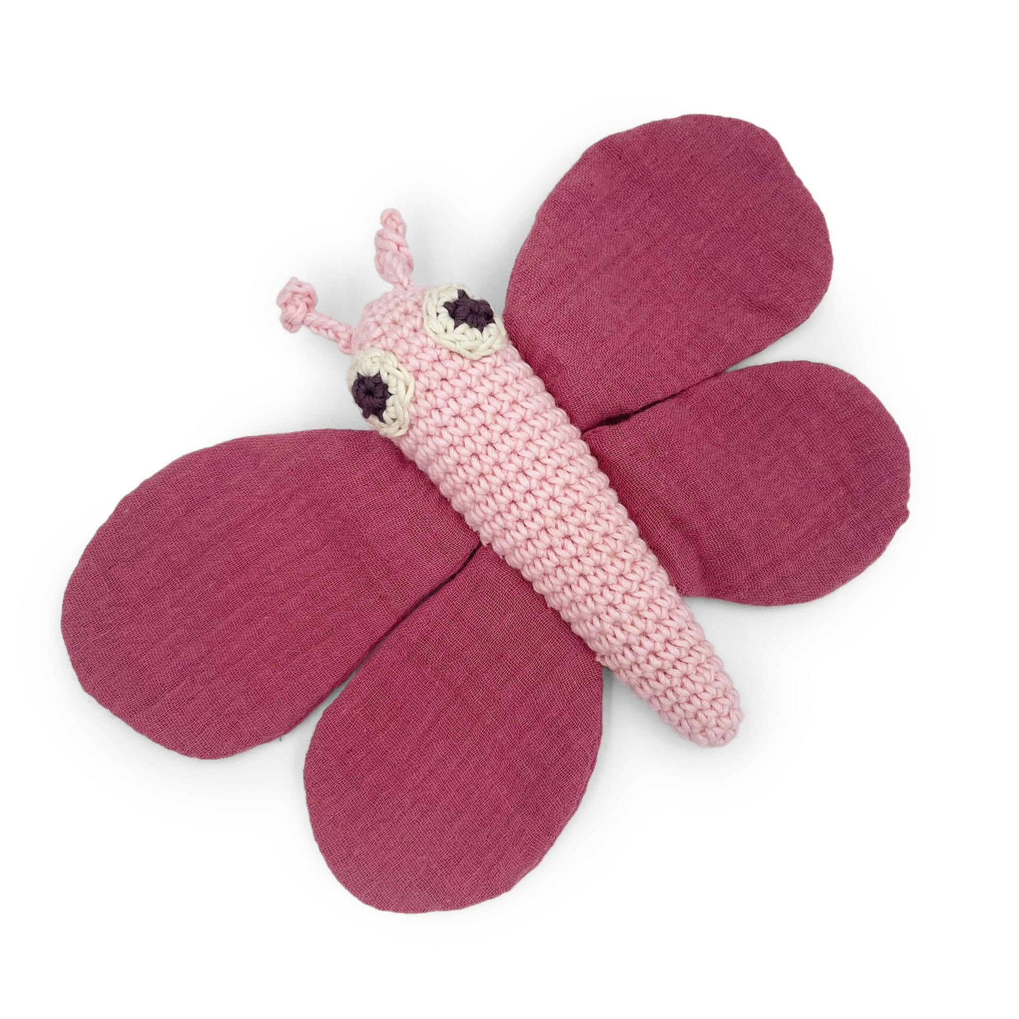 Green Baby Girl Gift Set 🍀🐞 100% organic cotton crochet rattle, pulling toy and lovey