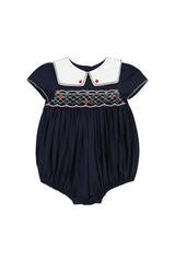 MARINE NAVY SMOCKED ROMPER