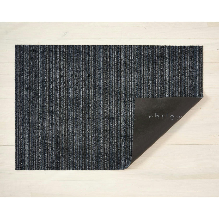 Skinny Stripe Shag Floor Mat, Blue