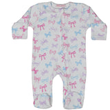 Baby Zipper Footie - Tossed Bows