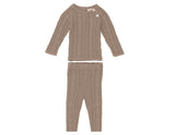 Multi Knit Shoulder Snap Long Sleeve Sweater & Pant 2-Piece Set