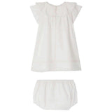 BONPOINT Lenou Baby Dress & Bloomers - Blanc Lait
