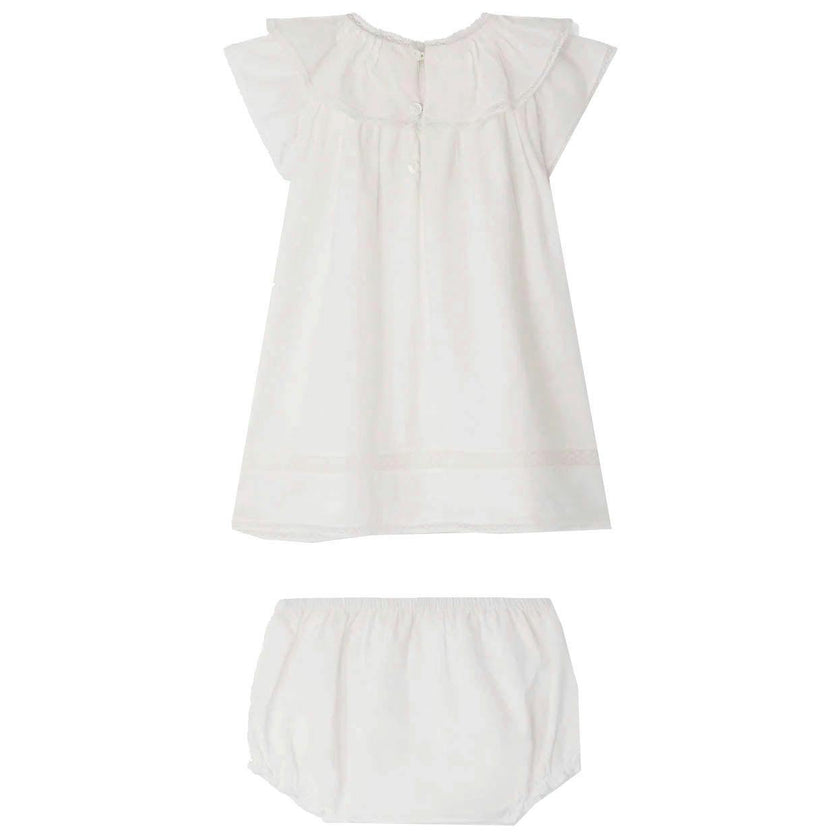 BONPOINT Lenou Baby Dress & Bloomers - Blanc Lait