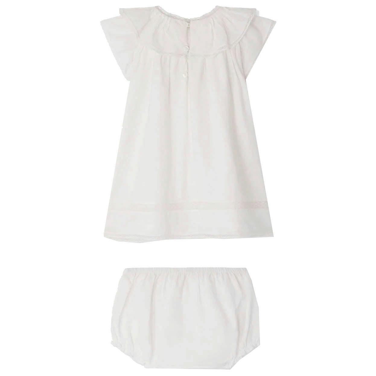 BONPOINT Lenou Baby Dress & Bloomers - Blanc Lait