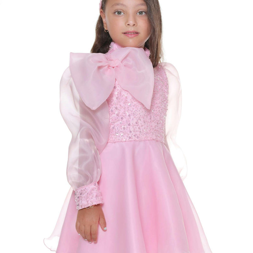 Pink Aaliyah Organza Bow Dress