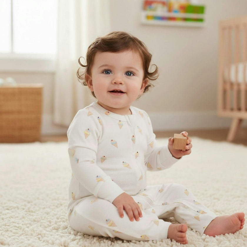 Organic 2-Way Zip Romper - Ice Cream