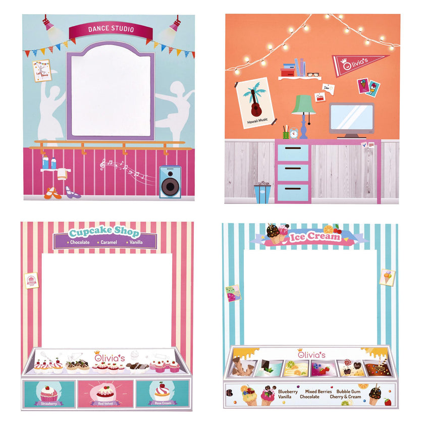 Olivia’s Little World Convertible 4-in-1 Wooden Dollhouse Play Set for 18" Dolls