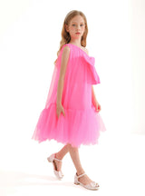 Pink Maggi Neon Bow Tulle Dress