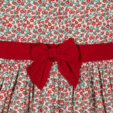 Organic Puff Sleeve Ruffle Collar Sateen Dress, Red