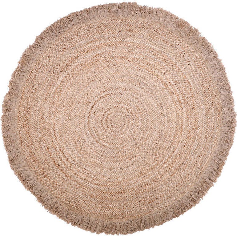 Terra Hand-Braided Jute Fringed Large Round Rug