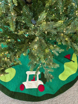 Hand Felted Wool Golf Christmas Tree Skirt Green -60"