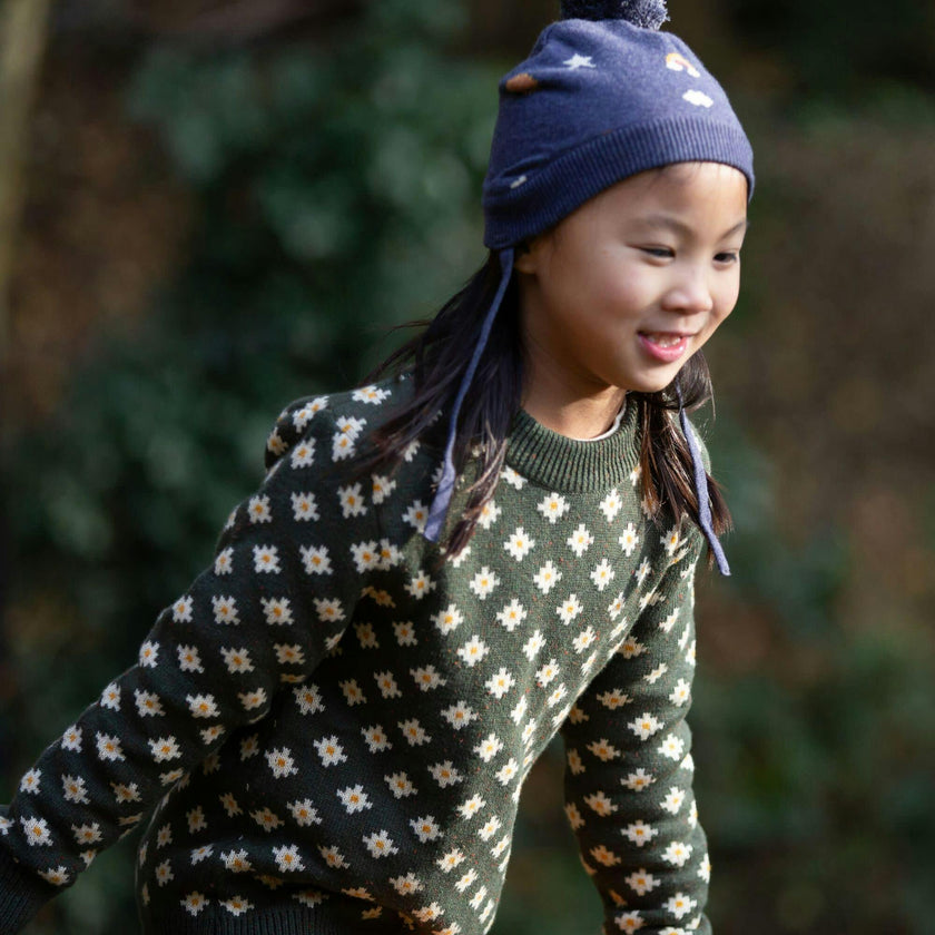 From One To Another Cotton Comfy Long Sleeve Snug Knit Jumper, Green