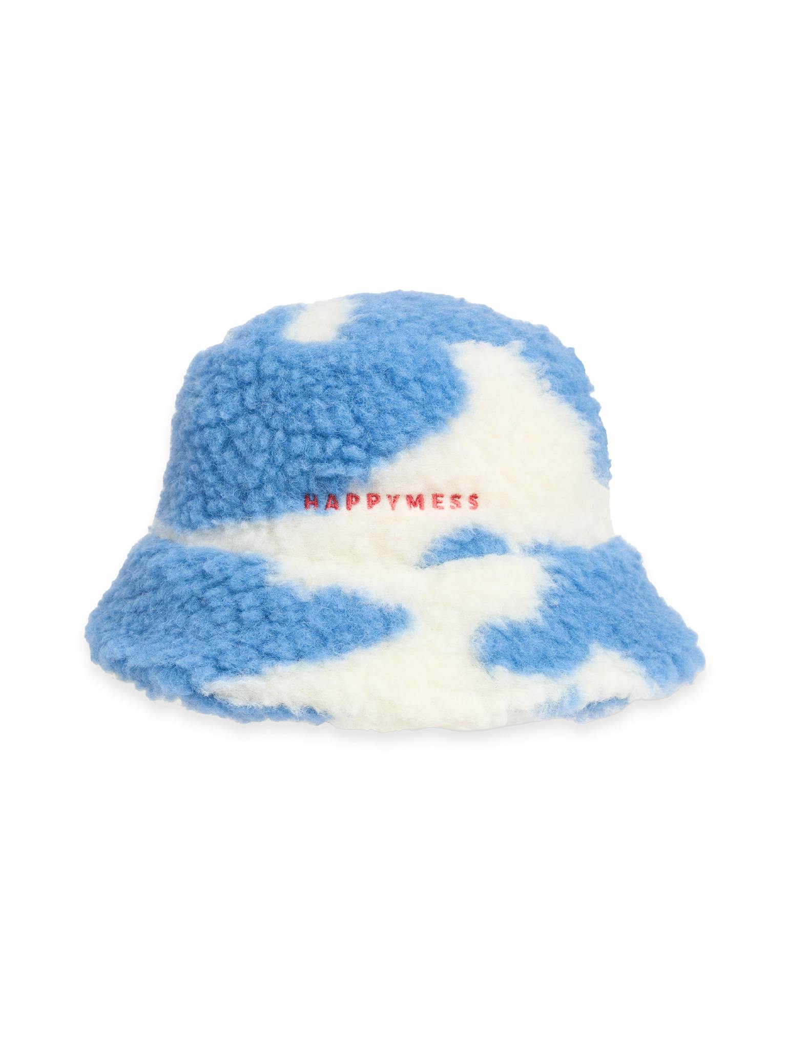 adult merino wool bucket hat - blue cow