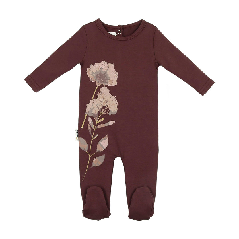 Watercolor Floral Round Neck Long Sleeve Footie