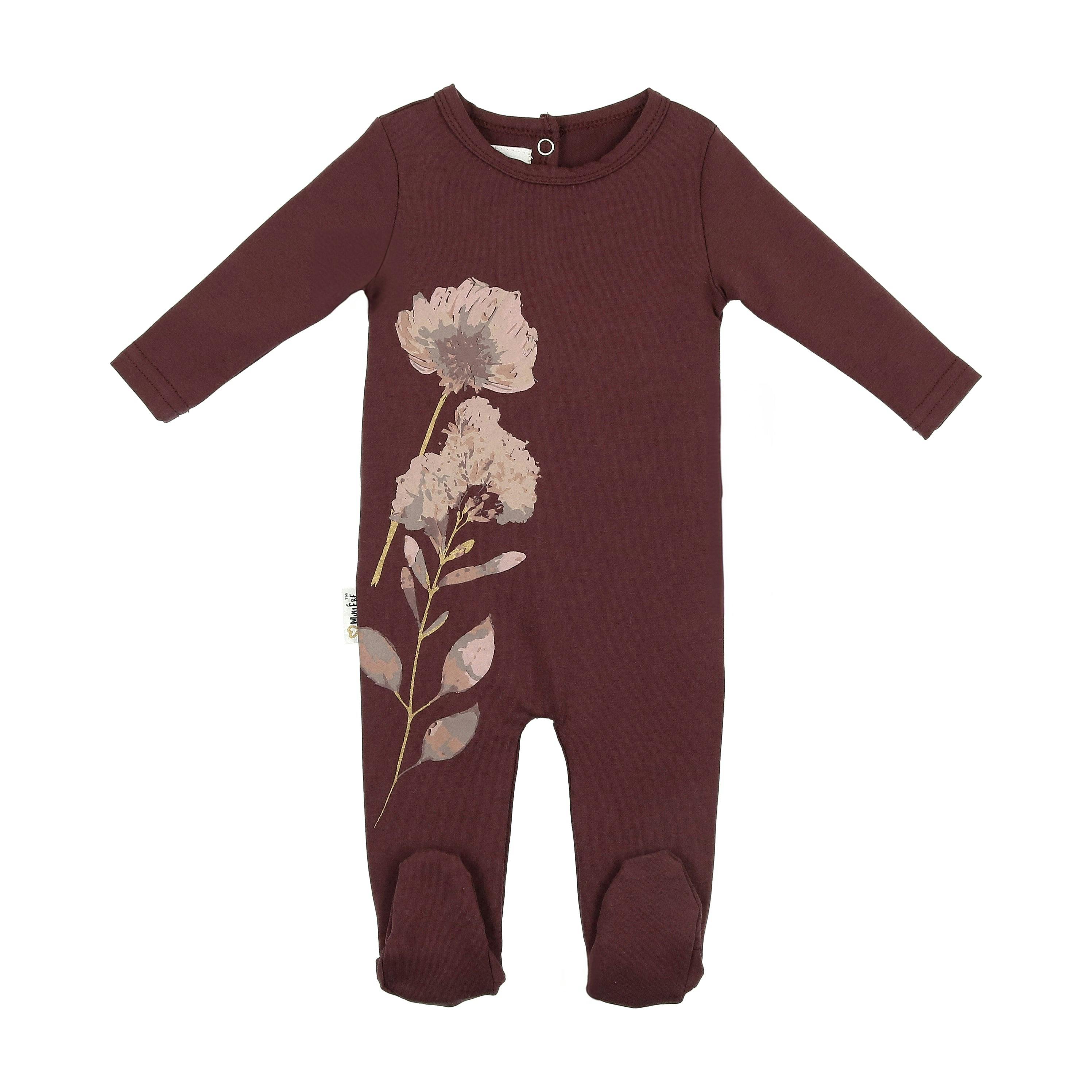 Watercolor Floral Round Neck Long Sleeve Footie