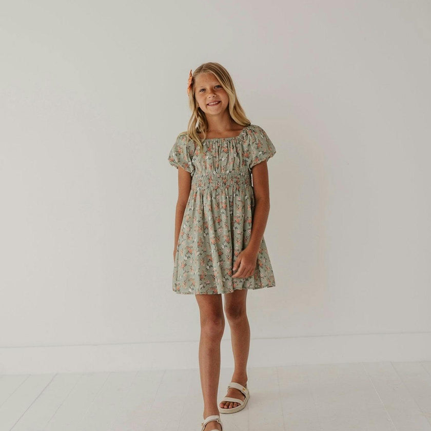 Peasant Bubble Sleeve Dress Isabella Paisley