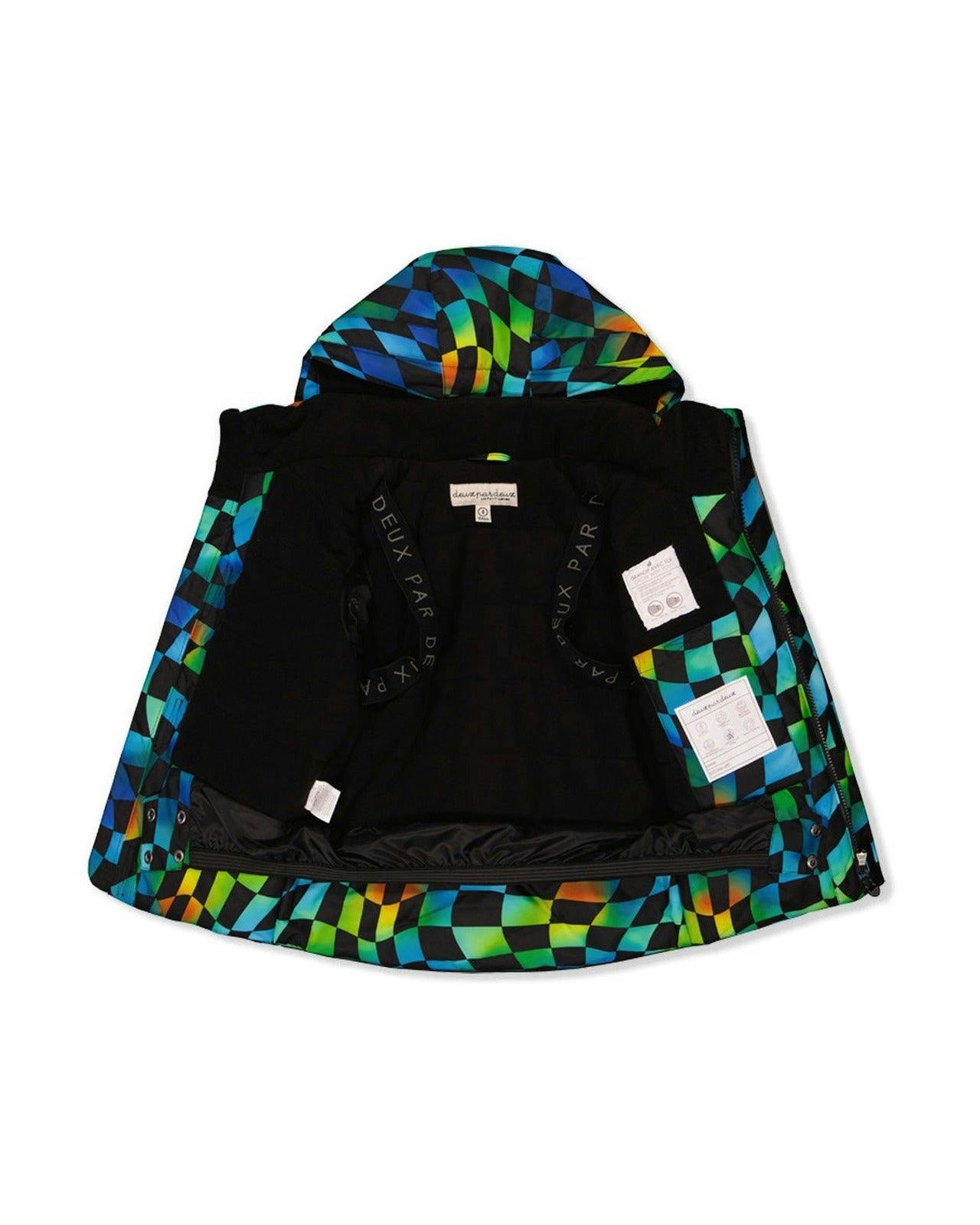 Two Piece Play Snowsuit Green Yellow And Blue Checkerboard With Yellow Pants
