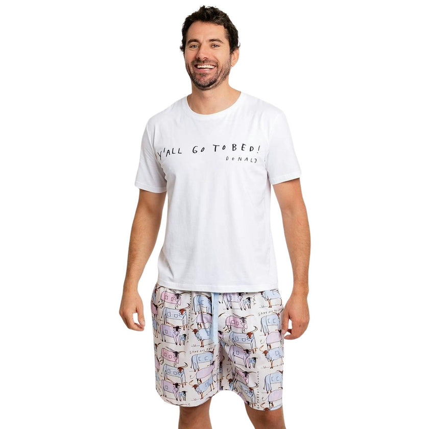 Men's Drawbertson Longhorns Sleep Shorts - Organic Cotton Poplin