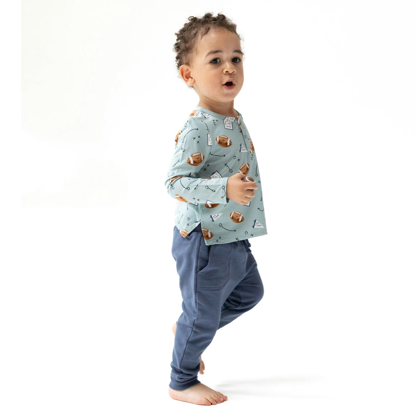 Touchdown Time - Grey Mist - Long Sleeve Henley