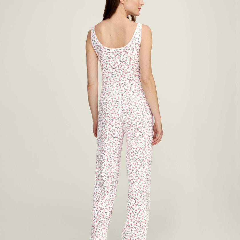 Women's Pointelle Tank in Pink Floral