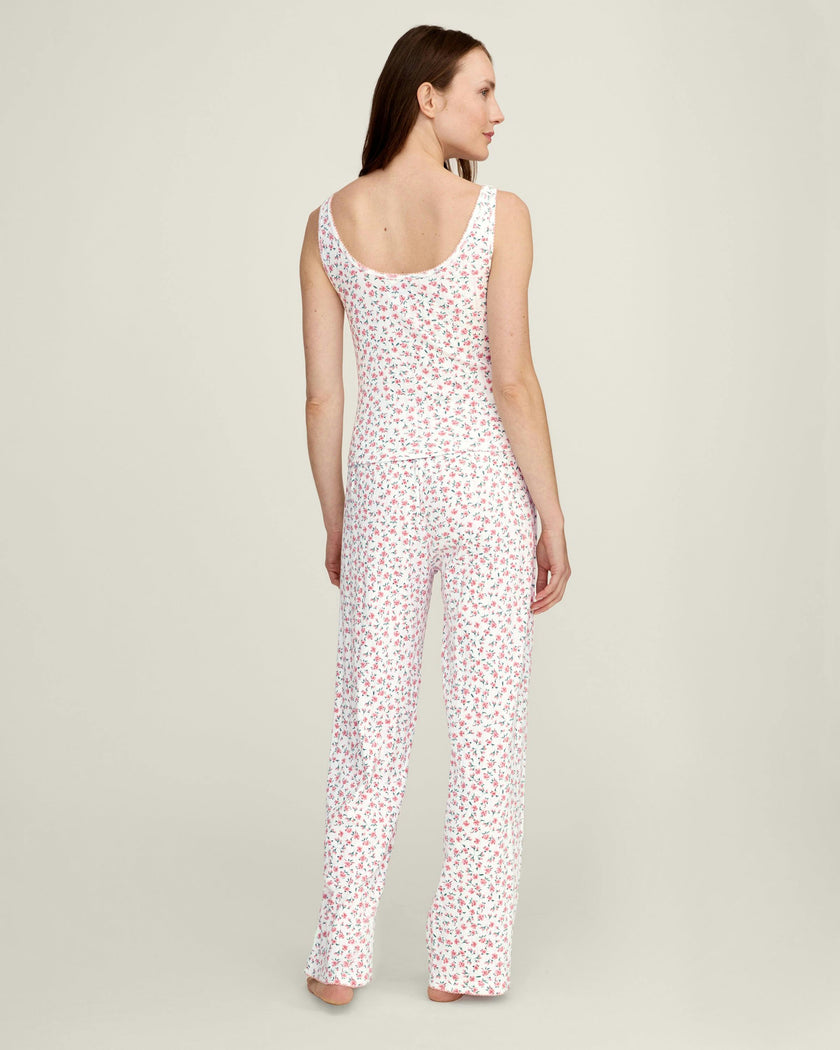 Women's Pointelle Tank in Pink Floral