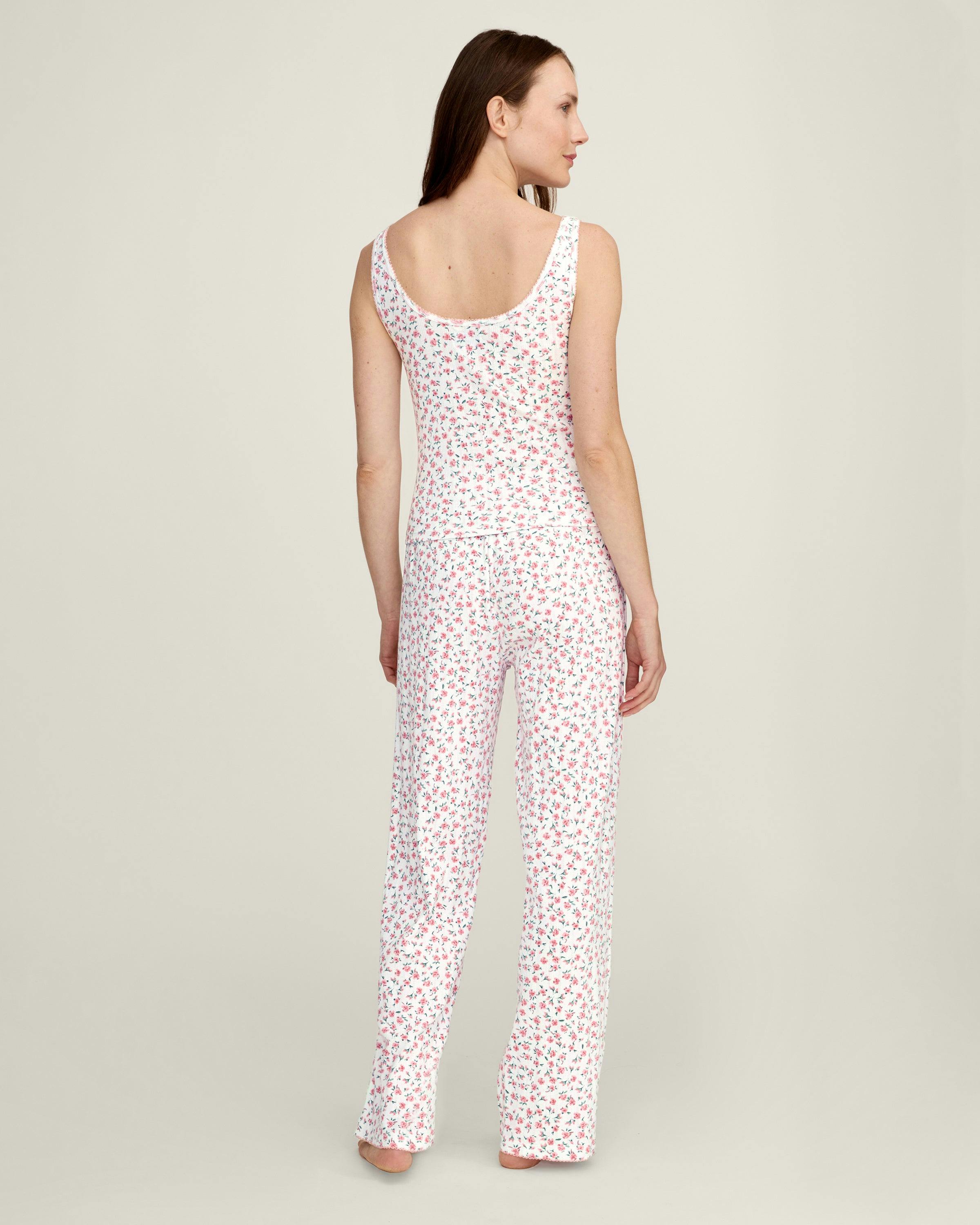 Women's Pointelle Tank in Pink Floral