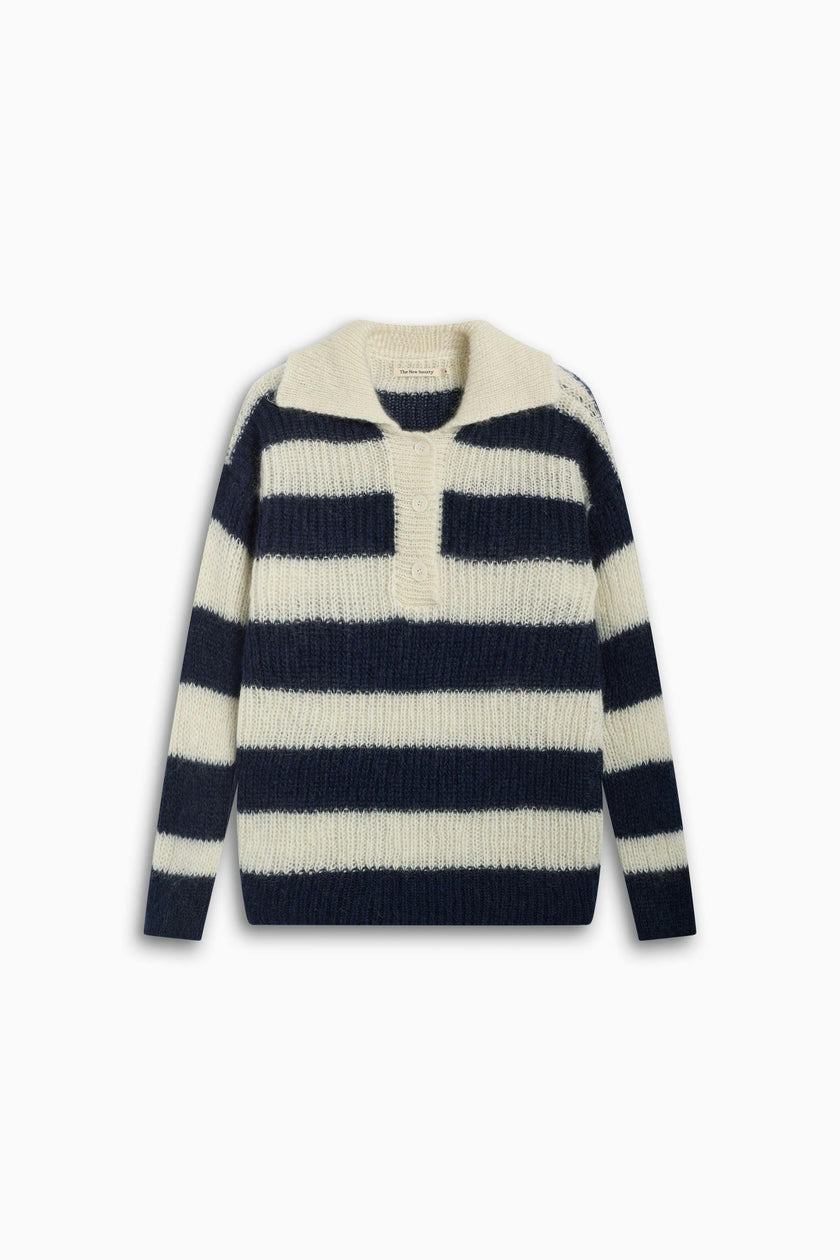 Ellie Woman Polo Black Iris Stripe