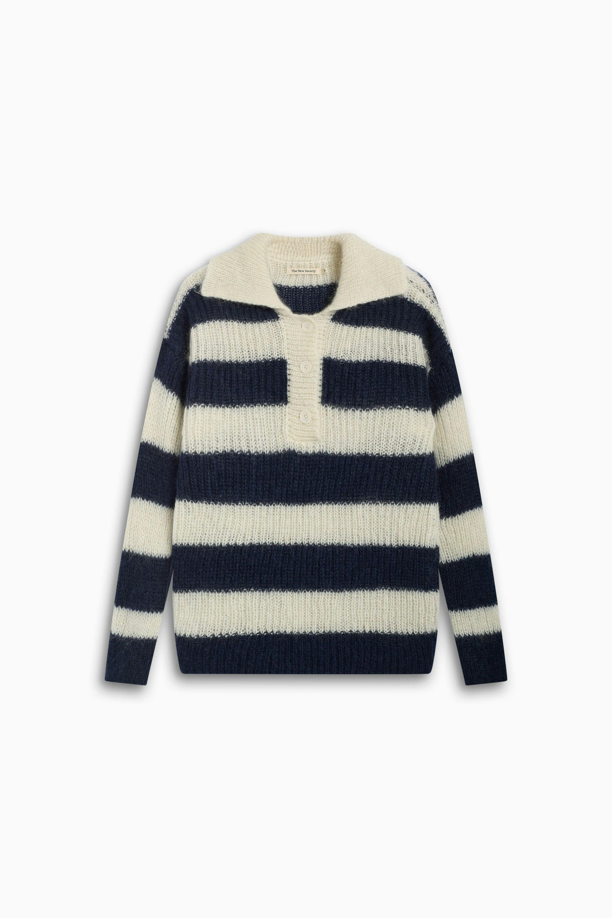 Ellie Woman Polo Black Iris Stripe