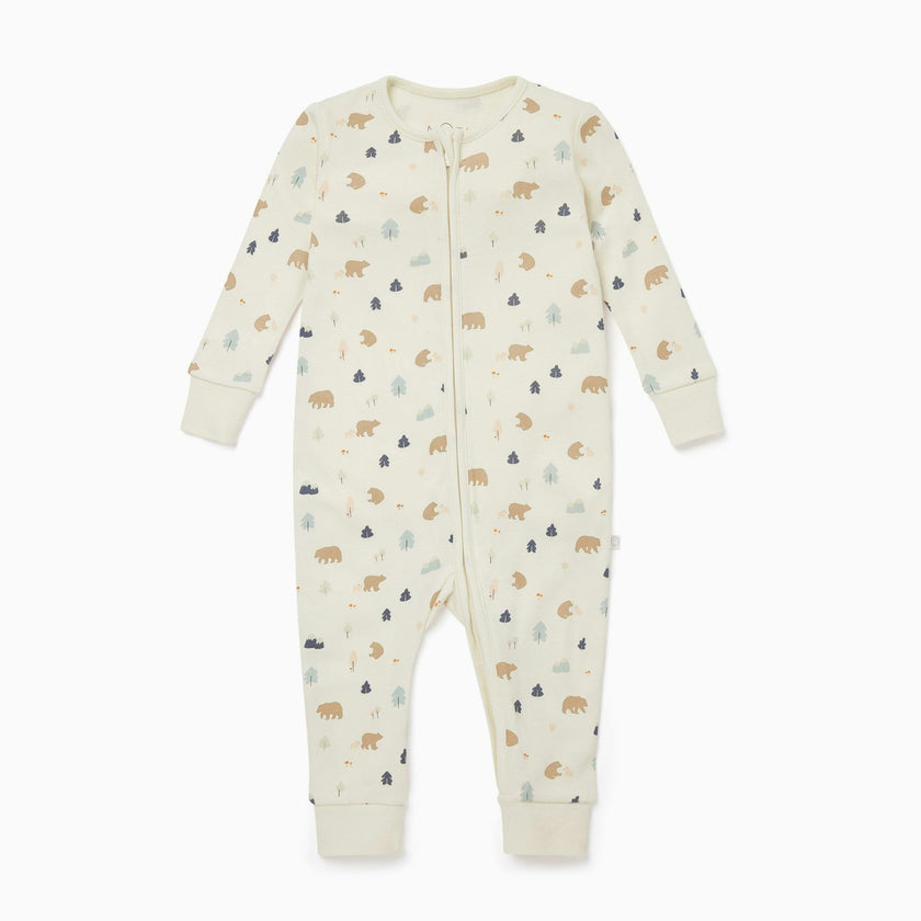 Bear Print Clever Zip Romper