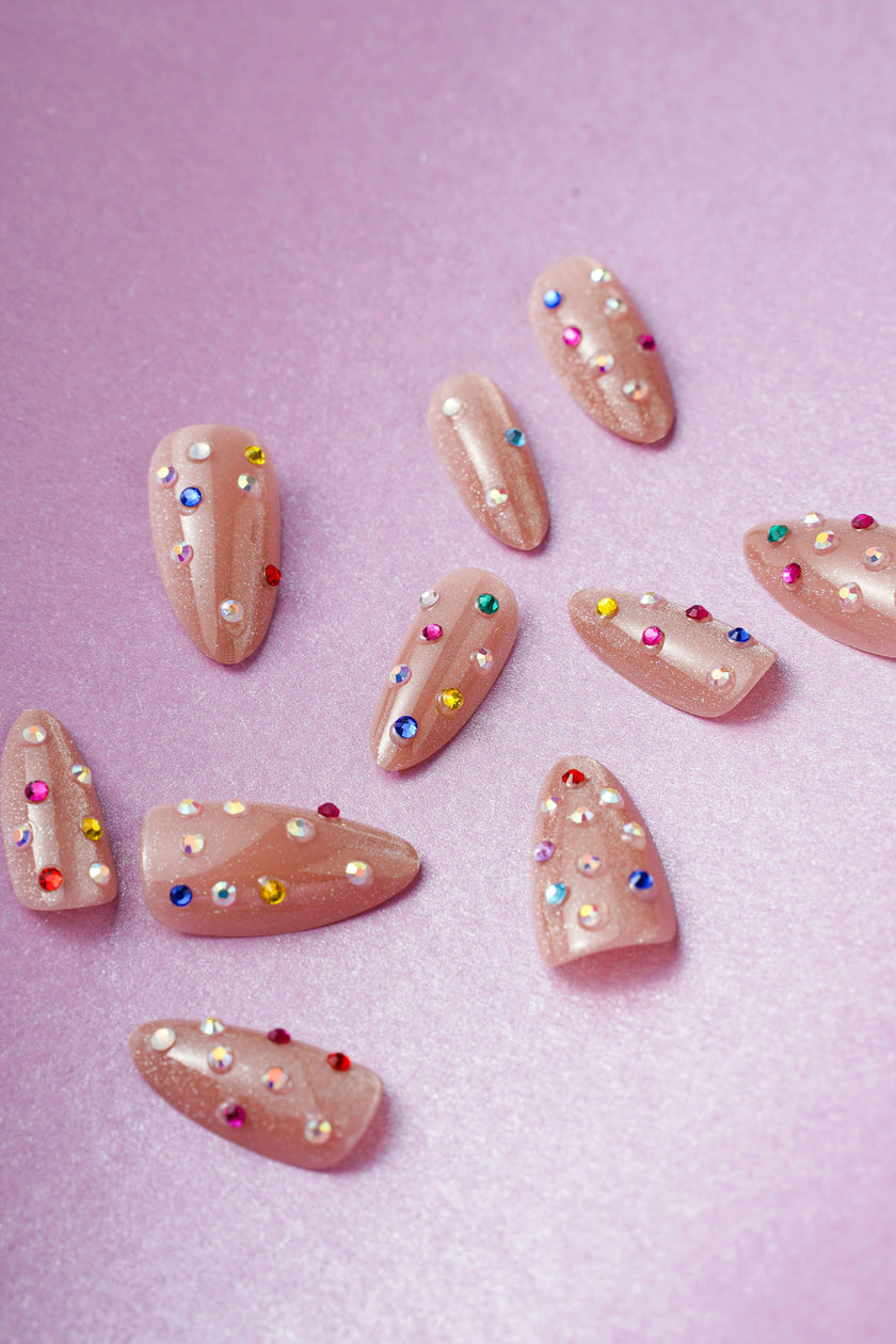 CRYSTAL RAIN - ALMOND PRESS-ON NAILS