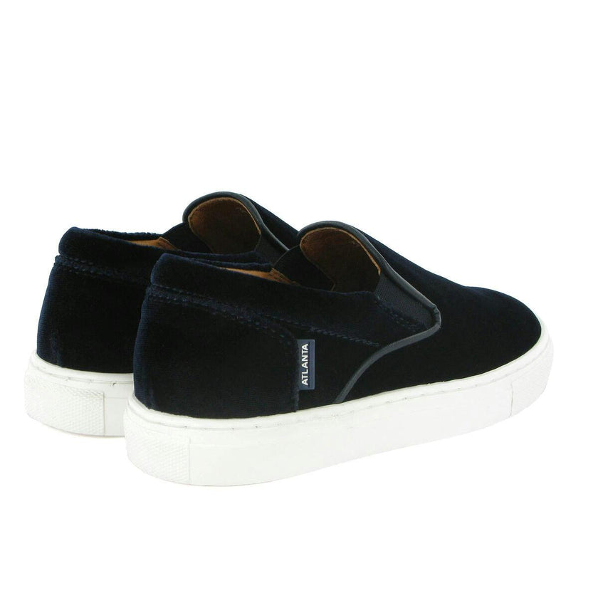 Velvet Leather Slip On Sneaker, Navy Blue