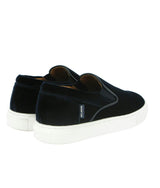 Velvet Leather Slip On Sneaker, Navy Blue