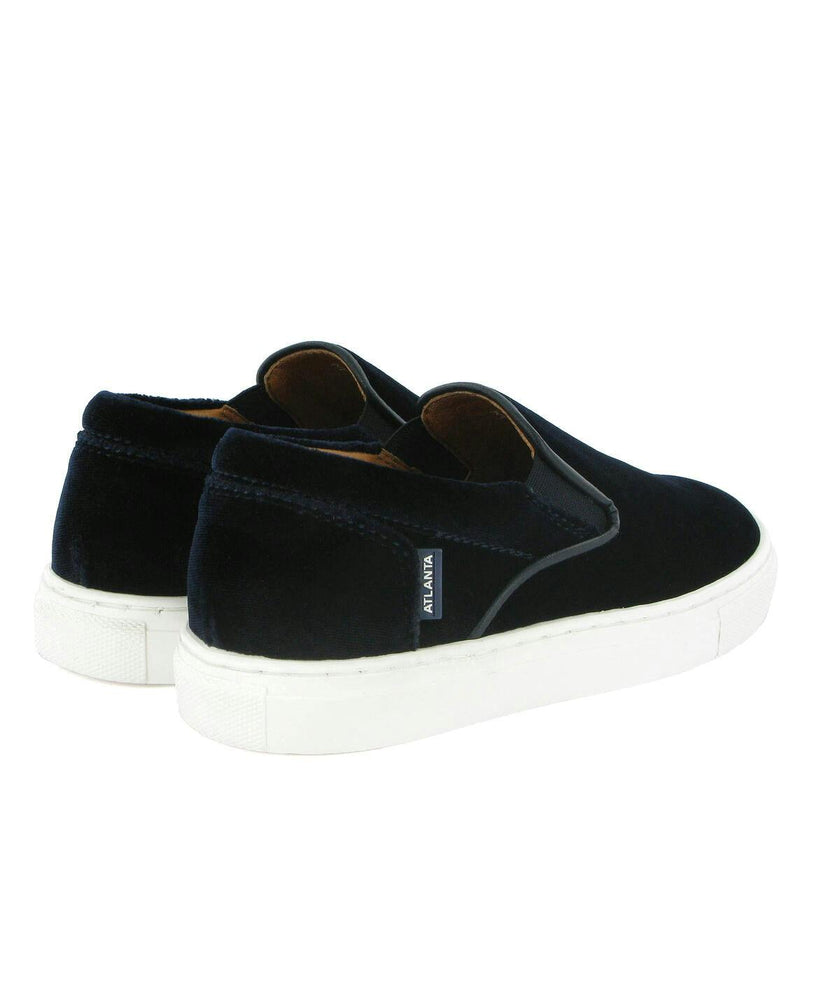 Velvet Leather Slip On Sneaker, Navy Blue