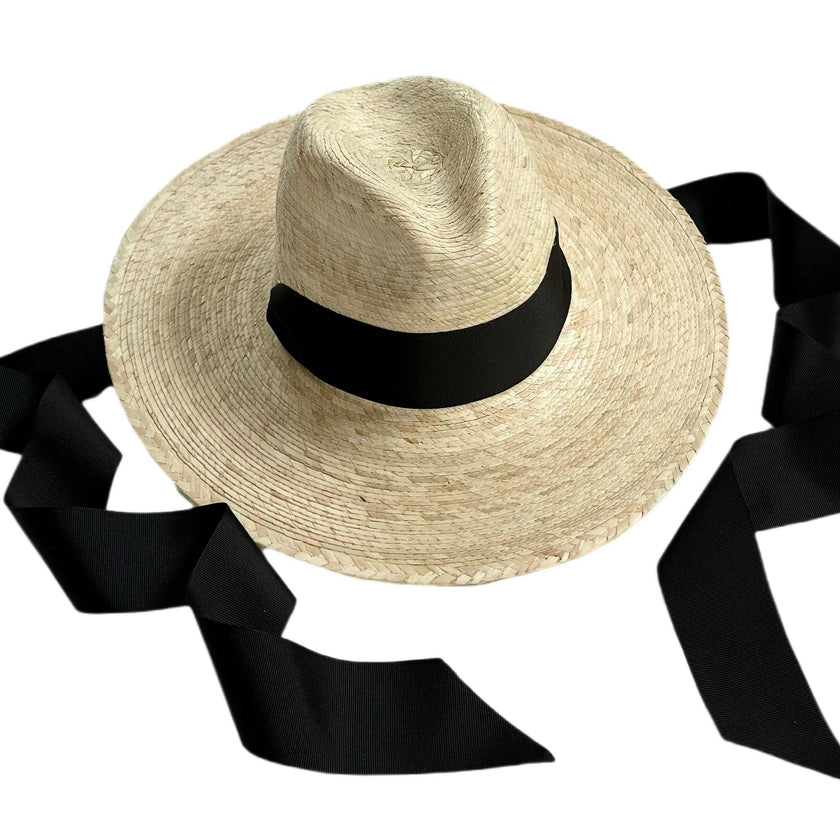 Zinnia Sun Hat - Long Black Grosgrain Ribbon