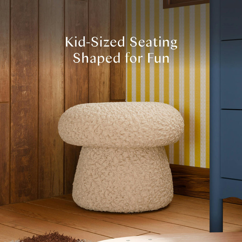 Mushroom Pouf in Chai Shearling