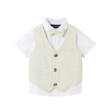 Infant Short Sleeve Buttondown Bowtie Vest Set