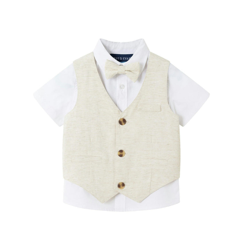 Infant Short Sleeve Buttondown Bowtie Vest Set