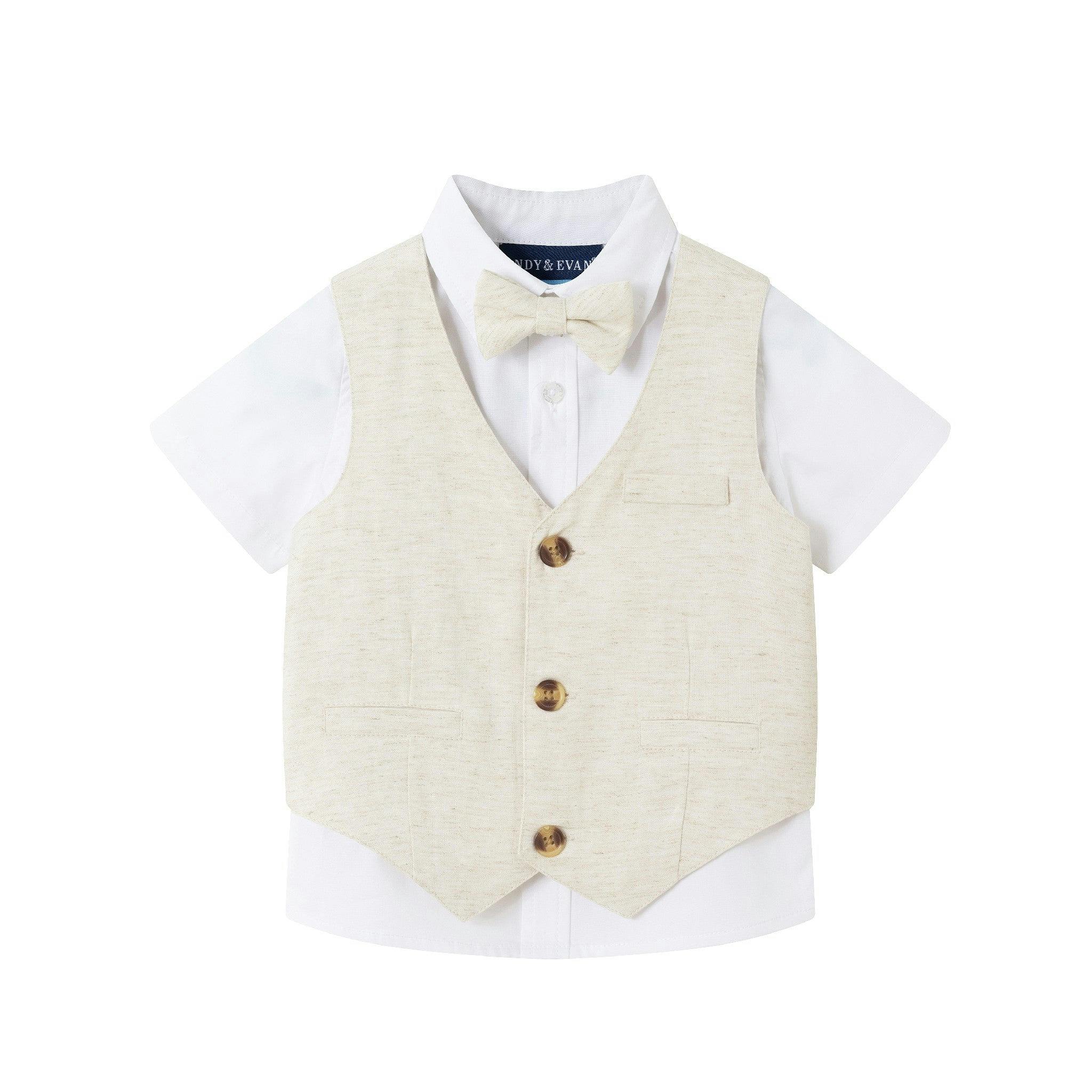 Infant Short Sleeve Buttondown Bowtie Vest Set