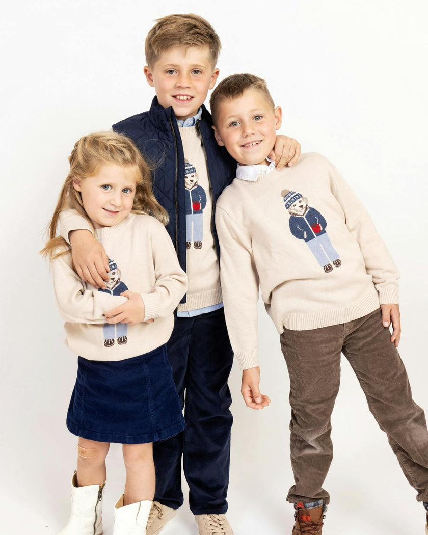 Kids Winter Pup Sweater in Beige