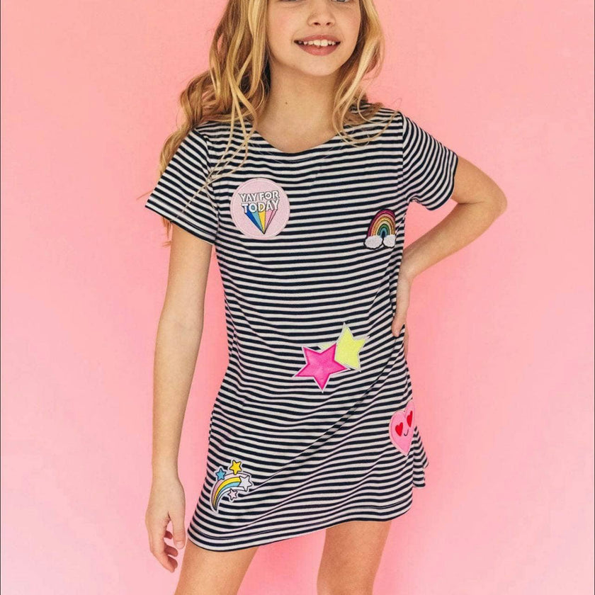 Mod Patch Stripe T-Shirt Dress
