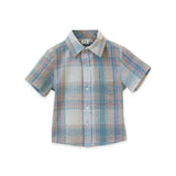 Cotton Seersucker Collar Short Sleeve Shirt