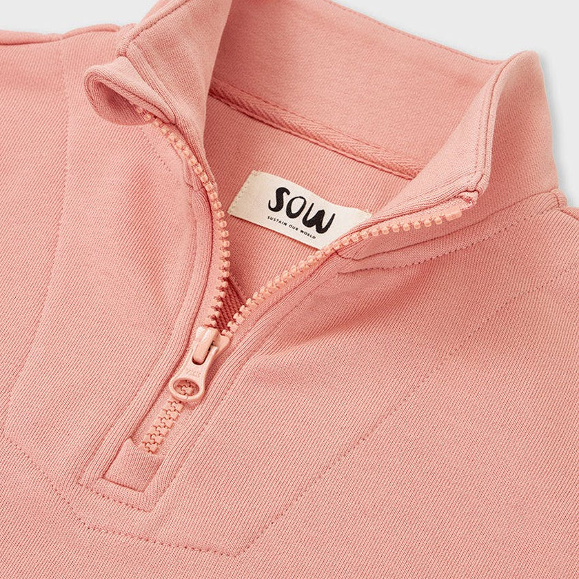 Relaxed Cotton Zip Collar Sweatshirt